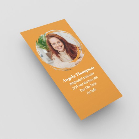 Carte De Visite Orange Photo QR Code Connect with Me Business