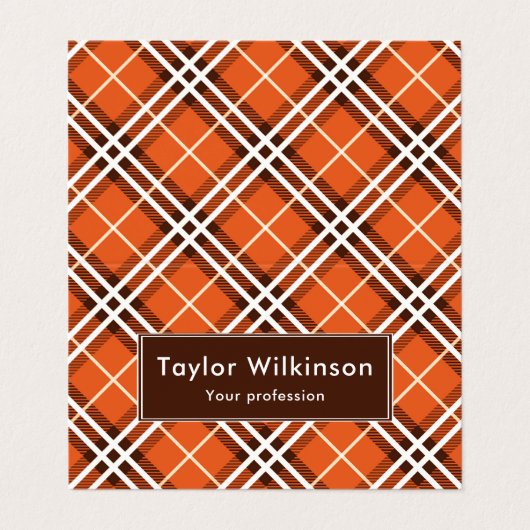 Carte De Visite Orange Plaid (Extérieur déplié)