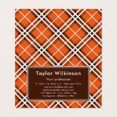 Carte De Visite Orange Plaid (Intérieur déplié)