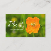Carte De Visite Orange Poppy Flower Summer Green Photo Florist (Devant)
