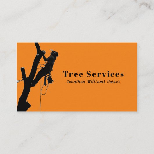 Carte De Visite Orange Professional Tree Trimming Service Entrepri (Devant)