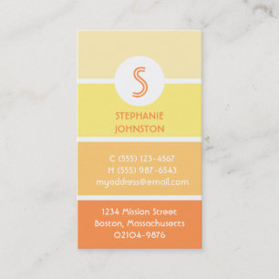 Carte De Visite Orange puce de peinture moderne monogramme appel p