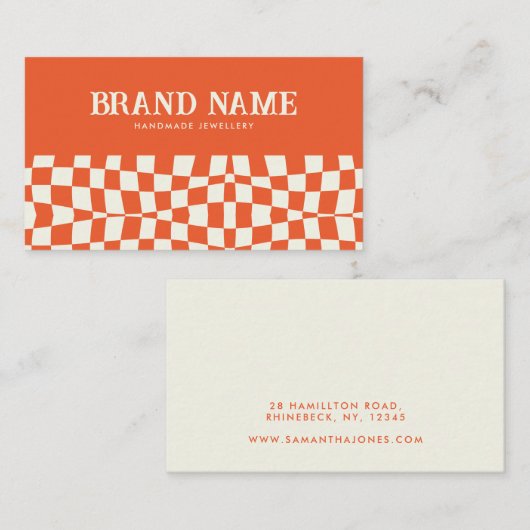 Carte De Visite Orange Retro Bold Fun (Devant / Derrière)