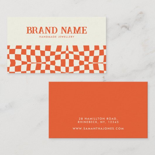 Carte De Visite Orange Retro Bold Fun (Devant / Derrière)