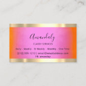 Carte De Visite Orange rose élégant encadré or professionnel (Dos)