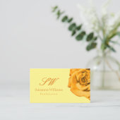 Carte De Visite Orange Rose sur fond blanc Initiales blanc Peach C (Debout devant)