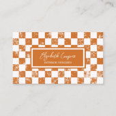 Carte De Visite Orange rouillé À damiers (Devant)