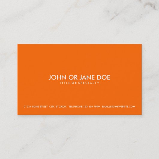 Carte De Visite orange simple (Devant)