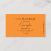 Carte De Visite Orange simple élégant avec Monogram Professional (Dos)