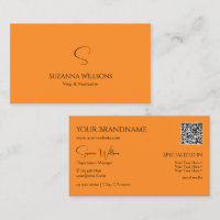 Orange simple élégant avec monogramme et code QR