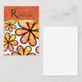 Carte De Visite Orange Soft Flowers présentation de bijoux (Devant / Derrière)