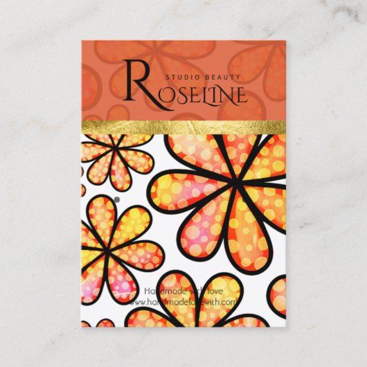 Carte De Visite Orange Soft Flowers présentation de bijoux (Devant)