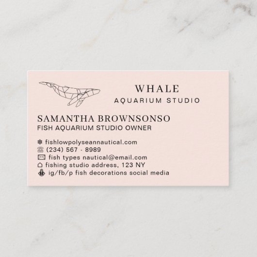 Carte De Visite Orange Soft Low Poly Aquarium Poisson Baleine (Dos)
