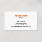 Carte De Visite Orange Sun Mowing Lawn Care Service (Dos)