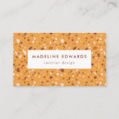 Carte De Visite Orange tendance et Terrazzo Brown (Devant)