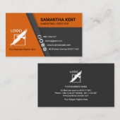 Carte De Visite Orange Trapezium brillant et brillant (Devant / Derrière)