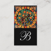 Carte De Visite ORANGE TREE, FEUILLES VERTS, FLEURS Floral Monogra (Dos)