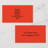 Carte De Visite orange vif (Devant / Derrière)