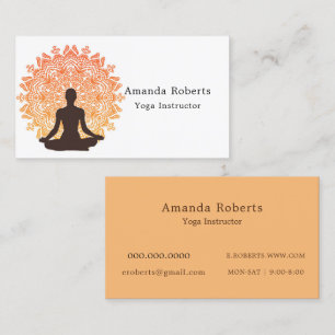 Carte De Visite Orange Yellow Mandala Yoga Instructeur