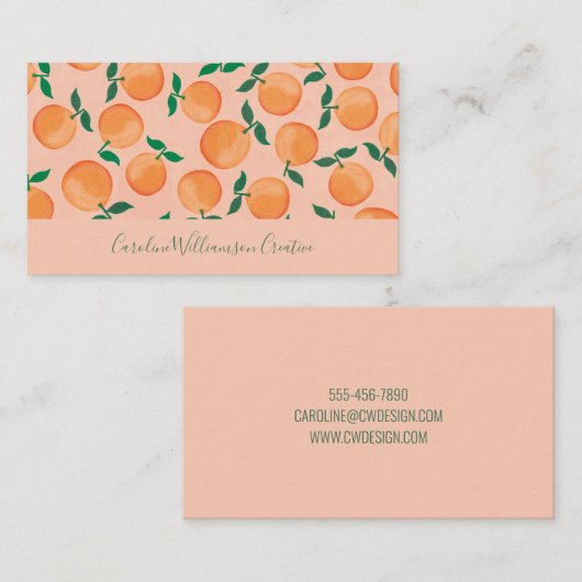Carte De Visite Oranges Arômes rose Boho Moderne Script (Devant / Derrière)
