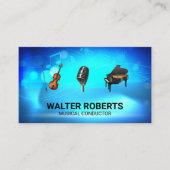 Carte De Visite Orchestre | Microphone Violon Piano (Devant)