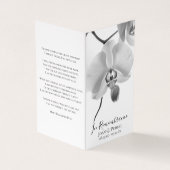 Carte De Visite Orchidée blanche noire sur la prière commémorative (Extérieur)