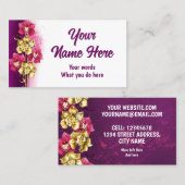 Carte De Visite Orchidée d'or sur un Arrière - plan rose (Devant / Derrière)