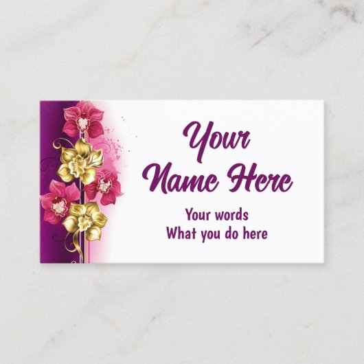 Carte De Visite Orchidée d'or sur un Arrière - plan rose (Devant)