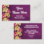 Carte De Visite Orchidée d'or sur un Arrière - plan rose (Devant / Derrière)