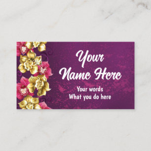 Carte De Visite Orchidée d'or sur un Arrière - plan rose
