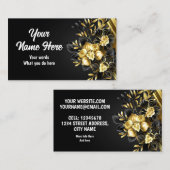 Carte De Visite Orchidée dorée sur Arrière - plan noir (Devant / Derrière)