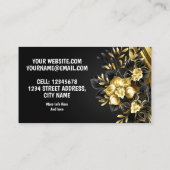 Carte De Visite Orchidée dorée sur Arrière - plan noir (Dos)