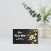 Carte De Visite Orchidée dorée sur Arrière - plan noir (Debout devant)