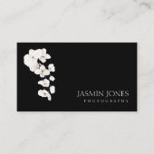 Carte De Visite Orchidée QR Code Floral Noir Blanc Moderne (Devant)