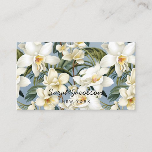 Carte De Visite Orchidées blanches élégantes (Devant)