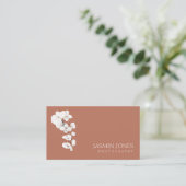 Carte De Visite Orchidées blanches en terre cuite moderne QR Code  (Debout devant)