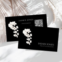 Orchidées noires et blanches modernes QR Code Flor