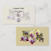 Carte De Visite Orchidées Pale Yellow et Magenta Phalaenopsis (Devant / Derrière)