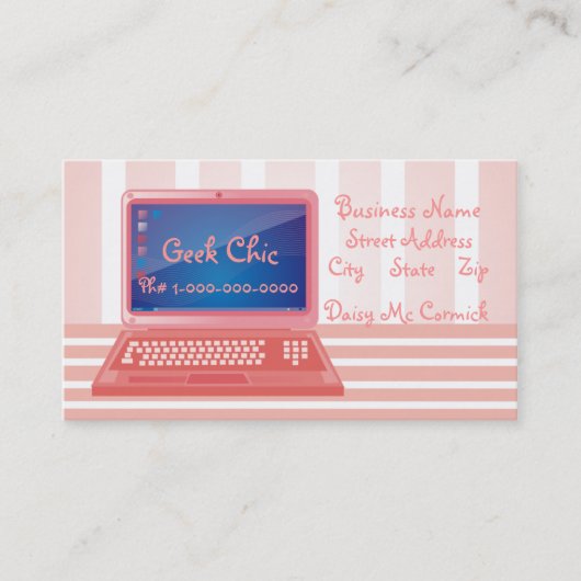 Carte De Visite Ordinateur chic de geek (Devant)