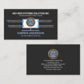 Carte De Visite Ordinateur de bureau Placard Web SEO Technologie (Devant / Derrière)