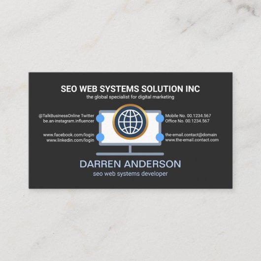 Carte De Visite Ordinateur de bureau Placard Web SEO Technologie (Devant)