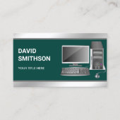 Carte De Visite Ordinateur de bureau vert foncé Technicien de répa (Devant)