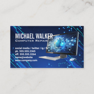 Carte De Visite Ordinateur IA Support Technique Matériel