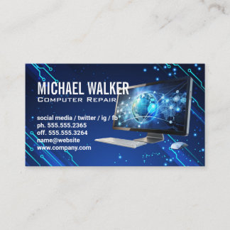 Carte De Visite Ordinateur IA | Support Technique | Matériel