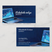 Carte De Visite Ordinateur portable avec graphiques financiers h87 (Devant / Derrière)
