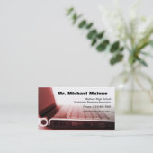 Carte De Visite Ordinateur portable Clavier Technicien Infos de l' (Debout devant)