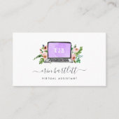 Carte De Visite Ordinateur portable Floral | Assistant virtuel (Devant)