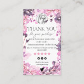 Carte De Visite Ordre de révision de l'aquarelle florale rose merc (Devant)