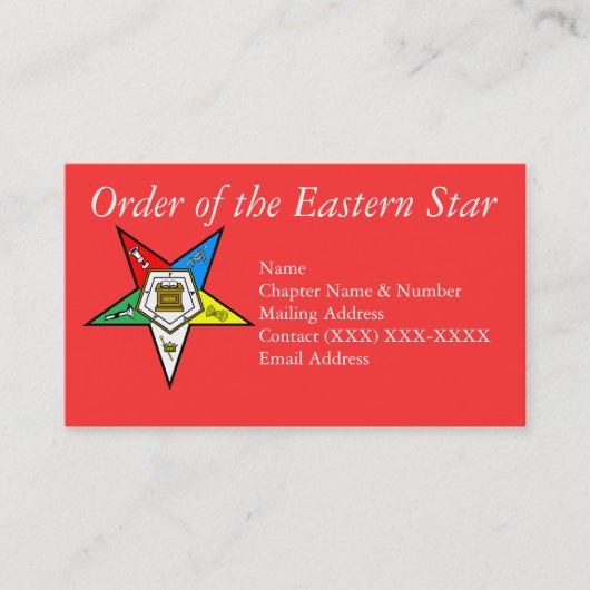 Carte De Visite Ordre du rouge oriental d'étoile (Devant)