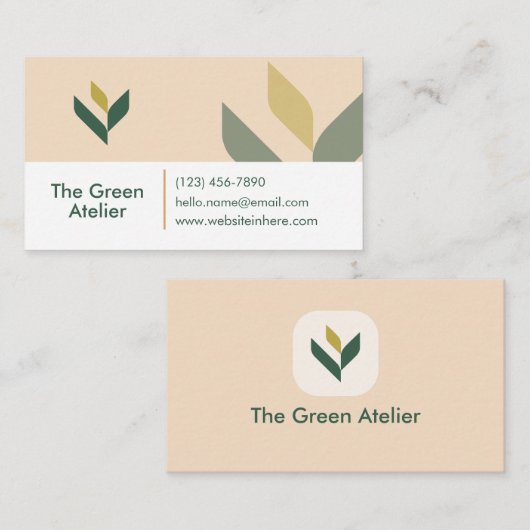 Carte De Visite Organic Elegant Natural Soft Aesthetic Warm Beige (Devant / Derrière)